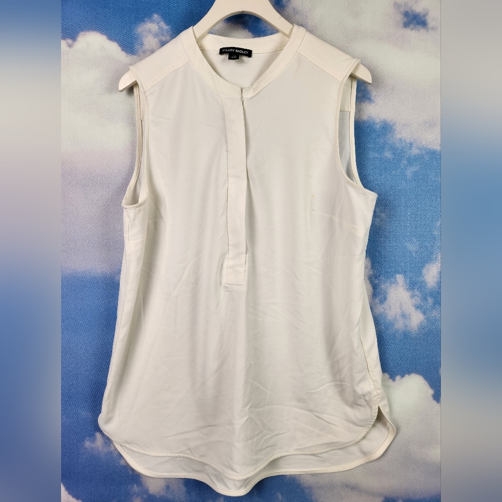Hilary Radley Blouse Large Cream/White, Med, Has Minor Stain As Shown